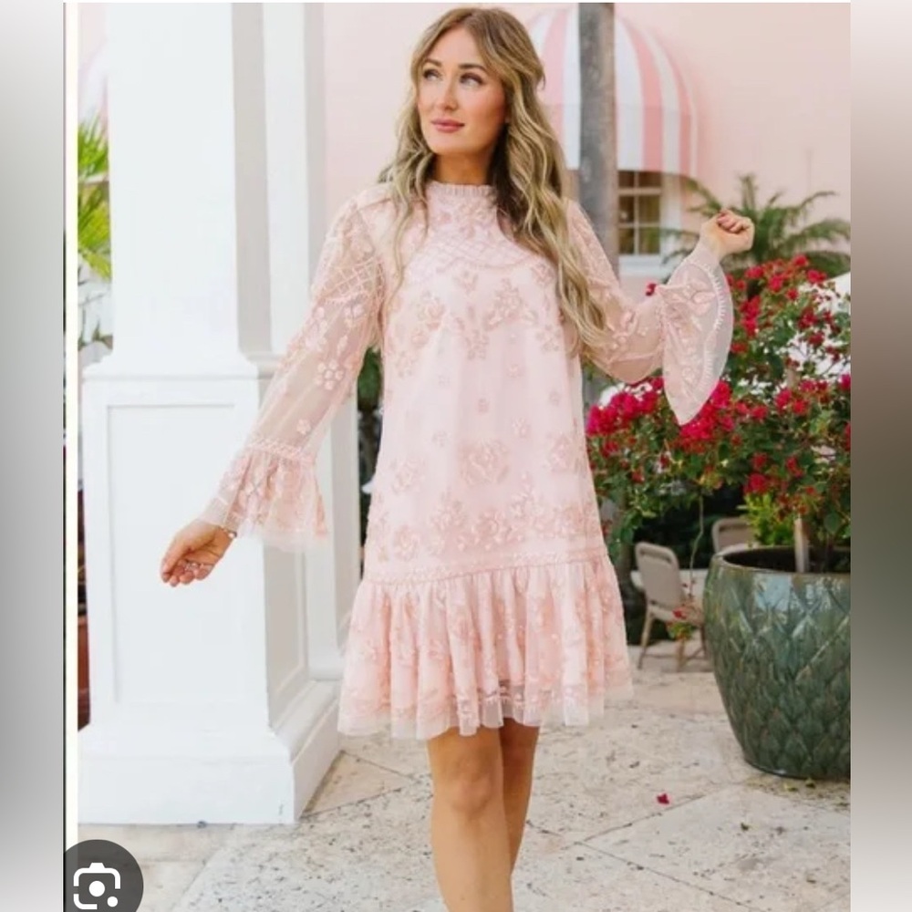 Elegant Pink Embroidered Dress